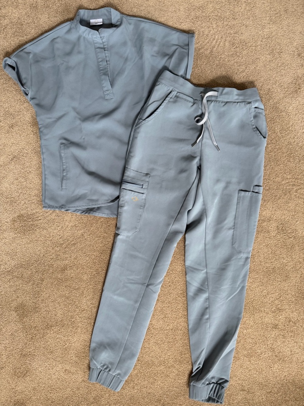 Light Steel Blue Scrub Set - Top & Jogger Pants